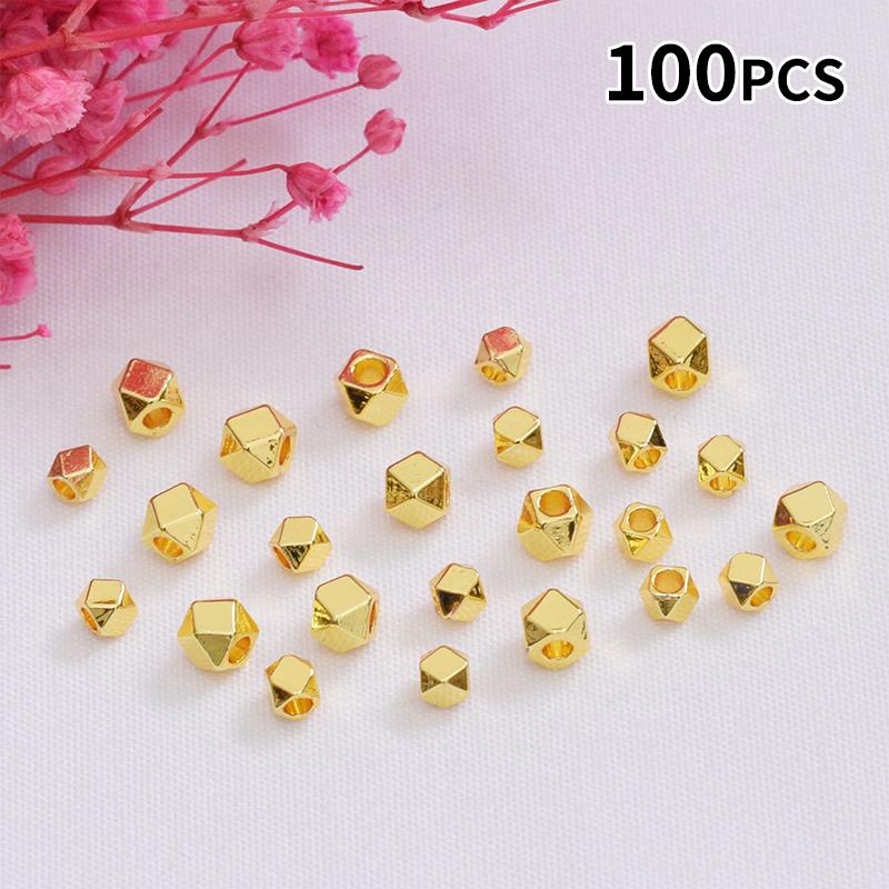 Jewelry Making Classes - 100 قطعة من الخرز المطلي بالذهب