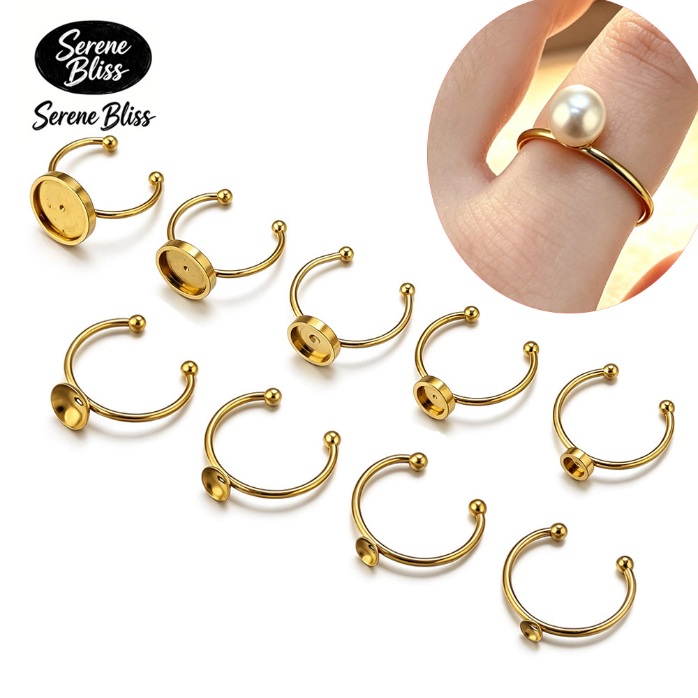 Jewelry Making With Stones - 10 قطع من قواعد الخواتم المستديرة