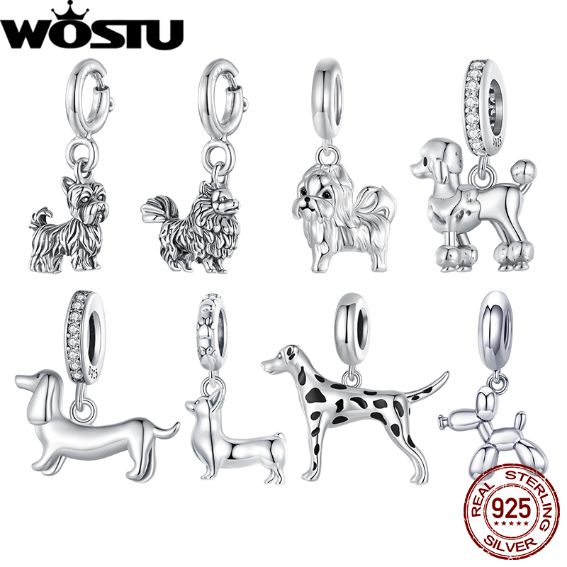WOSTU 925 فضة كلب سحر كلب صغير - مراجعة Jewelry Making Yorkshire وسعره